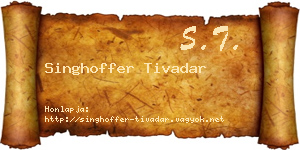 Singhoffer Tivadar névjegykártya